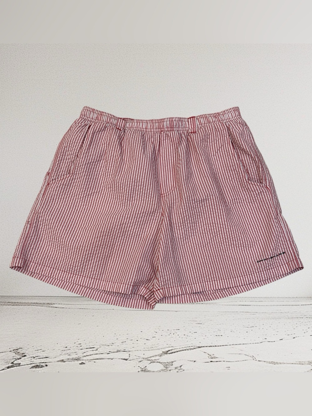 Columbia Men's Red Pin Striped Mesh Lined Swim Trunks Size Medium